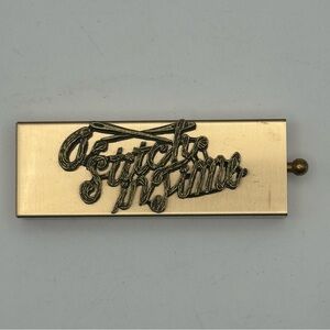 Vintage “Stitch in Time” Gold Tone Sewing Case Pin Holder Gold Tone Product NYC